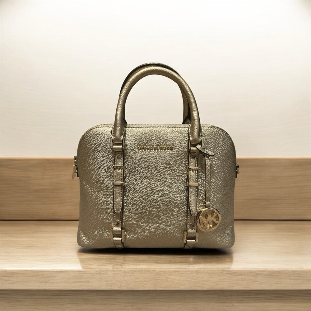 MICHAEL KORS GOLD LEATHER DOME SATCHEL